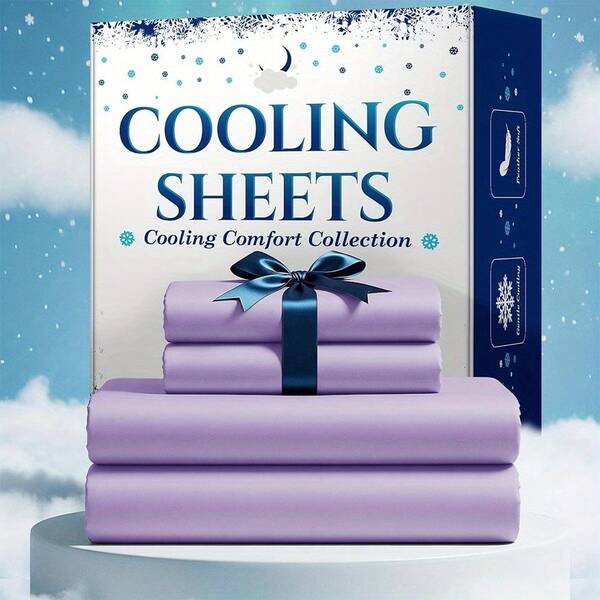 4-Piece Cooling Bamboo Sheet Set, 16" Extra Deep Pocket Fitted Sheets, Luxury Soft Hotel Cool Bedding, Wrinkle & Shrink Resistant For Hot Sleepers. Comes With Fitted, Flat Sheet & Pillowcases, Twin/Queen/King Sizes, Ideal Summer Bedding